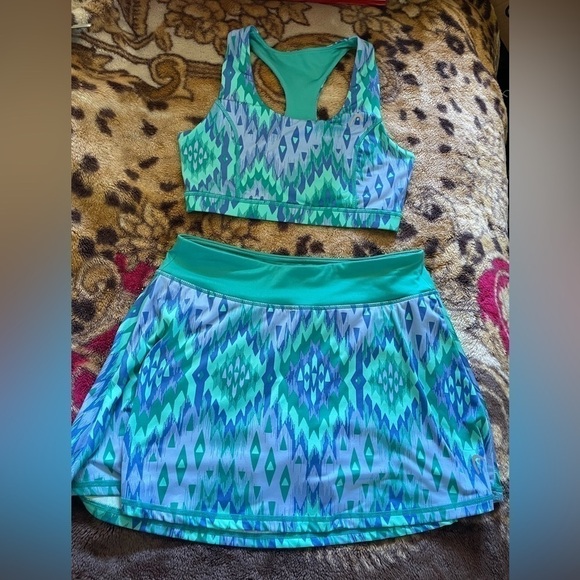 HEAD two piece tennis outfit skort set size sm blue green lavender like new - Picture 11 of 13